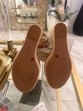 Jessica Simpson Tan Espadrille Wedge Sandals with Ankle Strap
